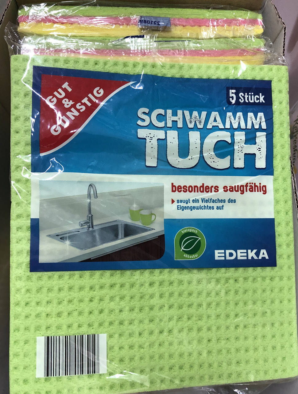 

Edeka Schwamm TUCH - впитывающая тряпка для кухни, 5 шт