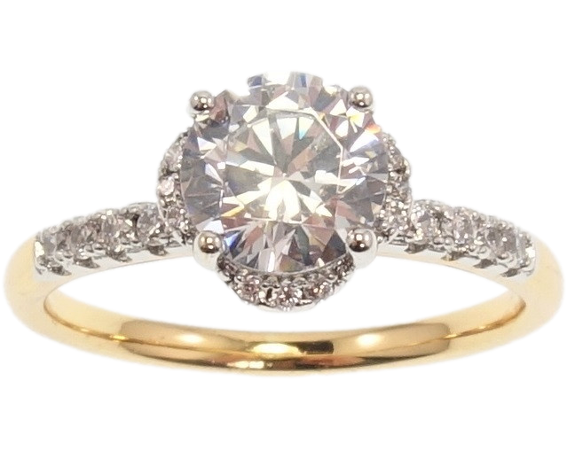 

Кольцо Xuping Позолота 18K+Родий "Кристалл в цветочной оправе цирконием на шинке" р.16,17,17.5,18,18.5