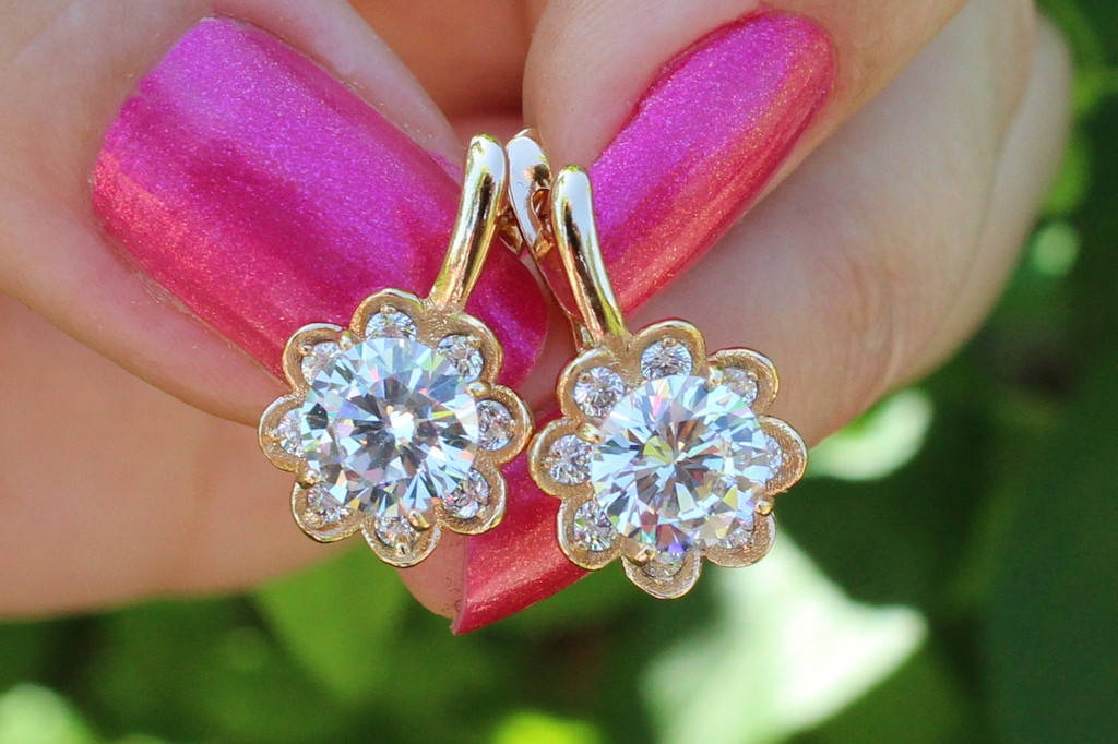 

Серьги Xuping Jewelry пион 1.7 см золотистые