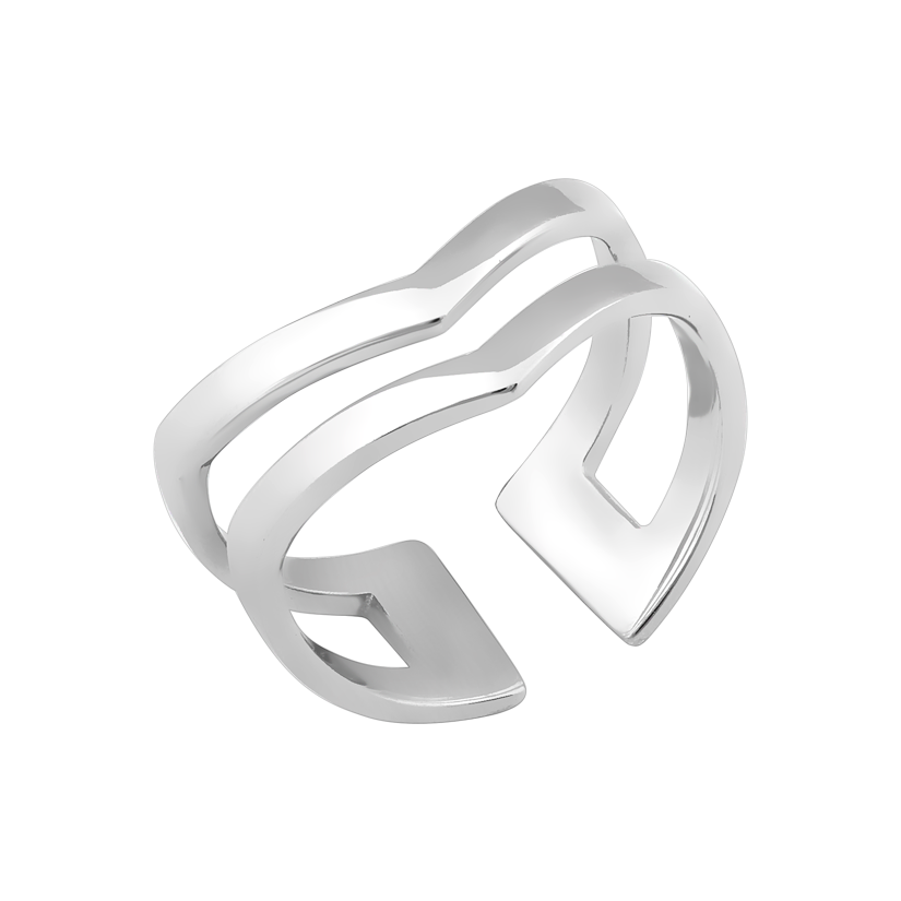 

Каблучка срібна на фалангу без камінців Трикутник подвійний