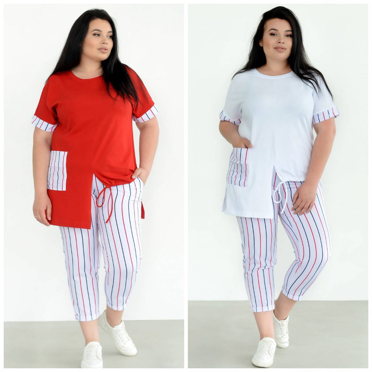 

Женский костюм футболка с брюками Батал 5286