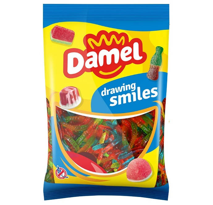

Желейные Конфеты Червячки Damel Worms Drawing Smiles без глютена 1 кг Испания