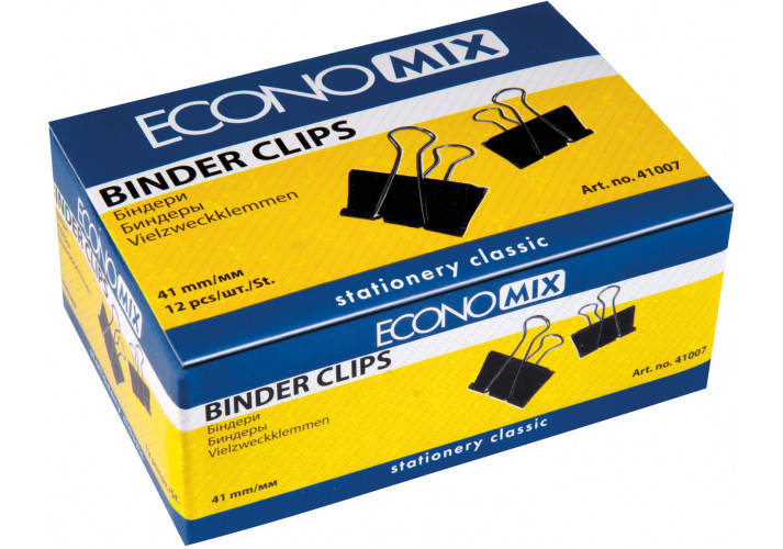 

Биндеры для бумаги 41 мм Economix, 12 шт. (E41007) economix (E41007), Черный