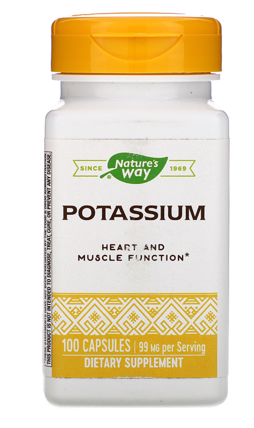 

Nature's Way, Калий, 99 мг, 100 капсул