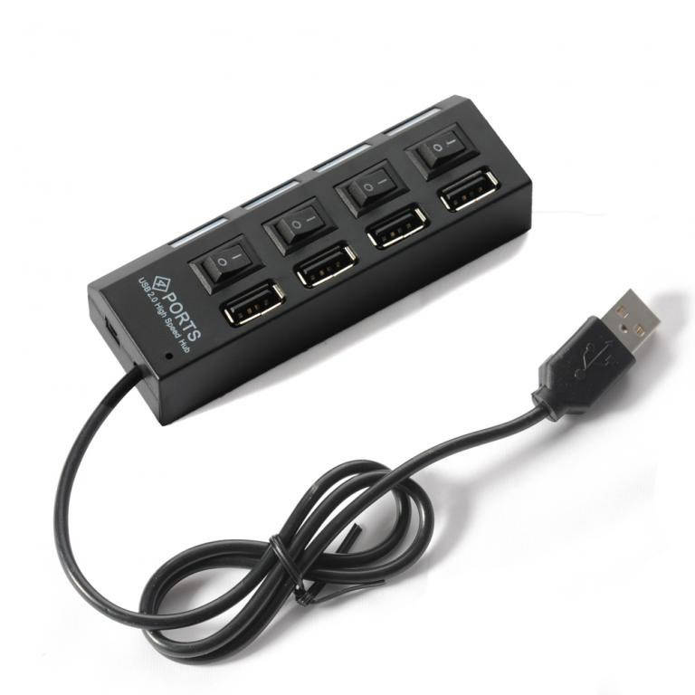 

Концентратор Usb hub 4 порта + выключатели Black