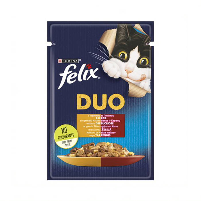 

Felix Fantastic Duo с индейкой и печенью кусочки в желе 85 г