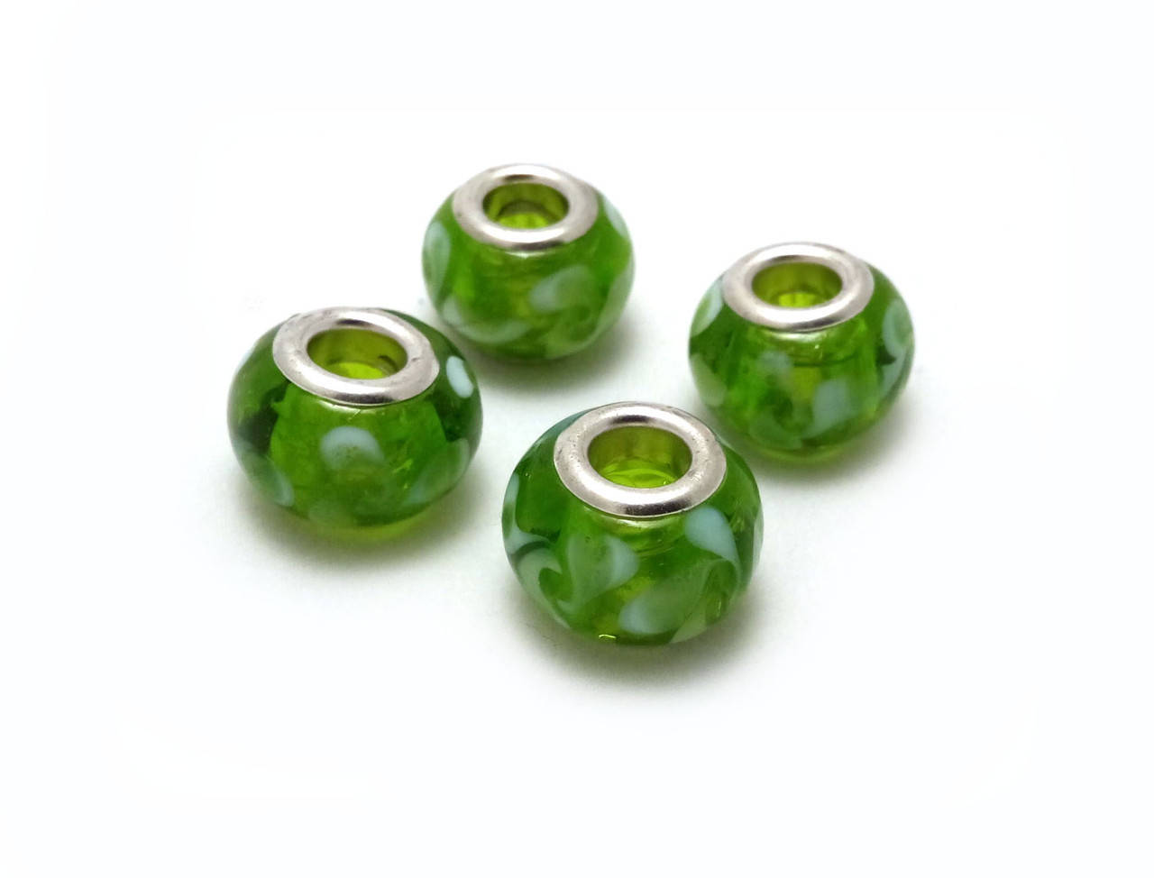 

Намистина в стилі "Pandora" скло, зелена (квіти), Зелёный