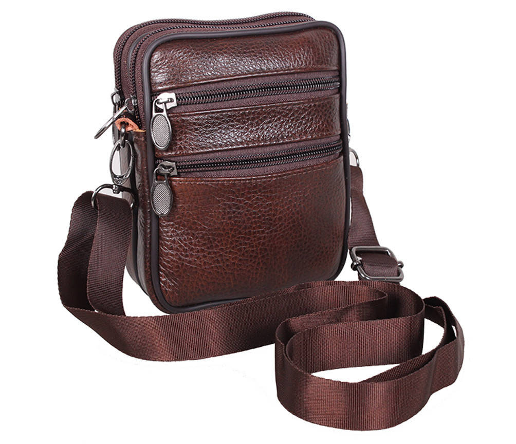 

Мужская кожаная сумка барсетка через плечо небольшая Dovhani 9950 Коричневая, Коричневый