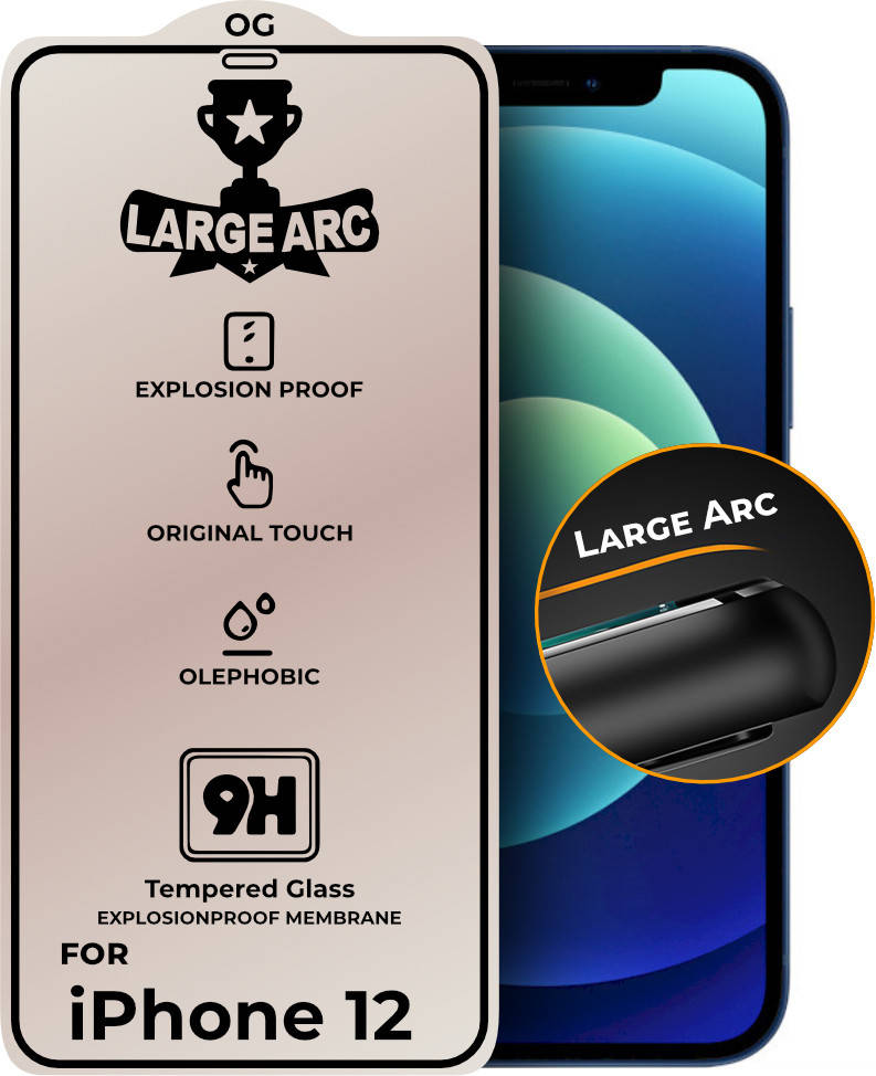 

Защитное стекло Large Arc iPhone 12 (Full Glue)