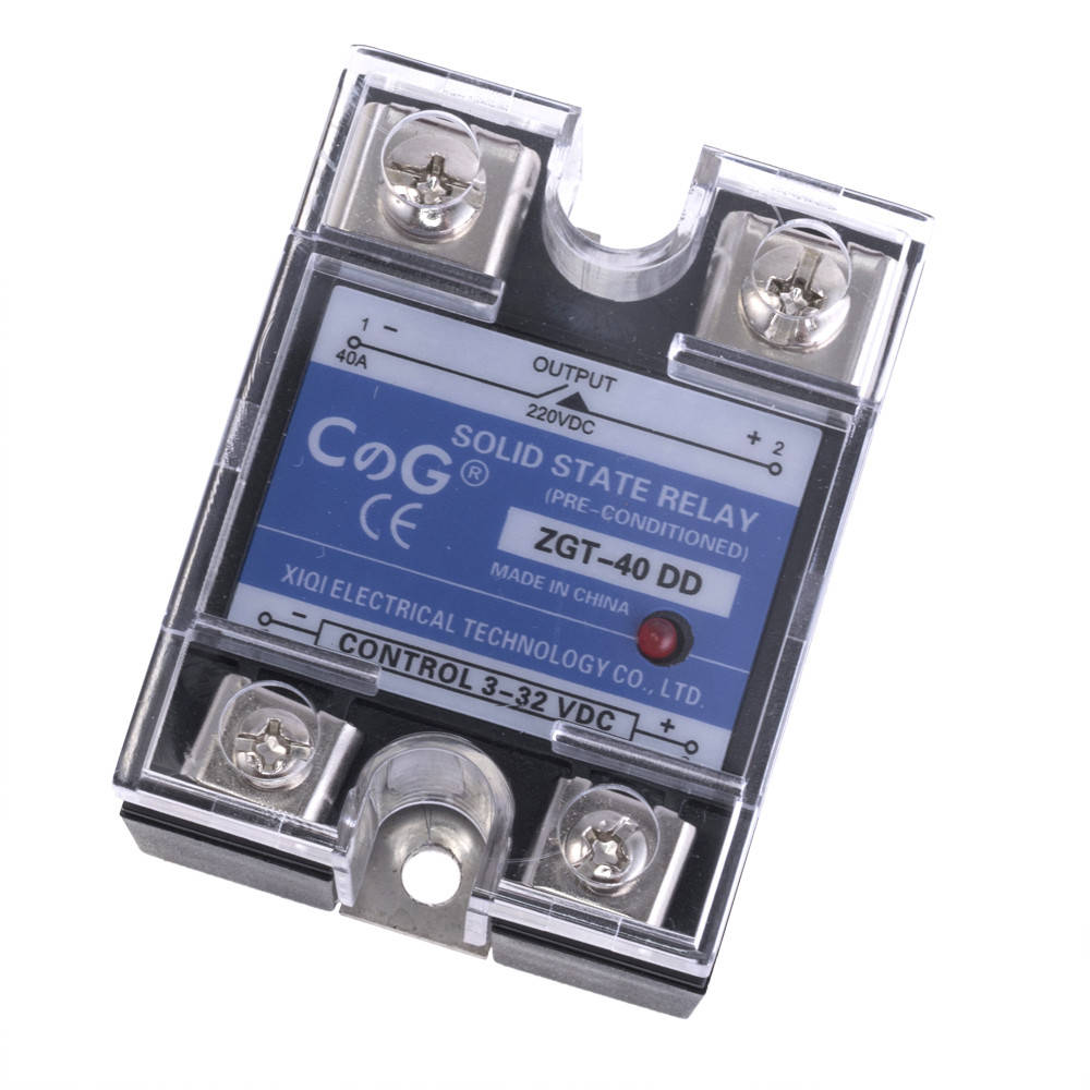 

Реле твердотельное ZGT-40DD (CG) однофазное 3-32VDC(25mA)/5-220VDC(40A) CG