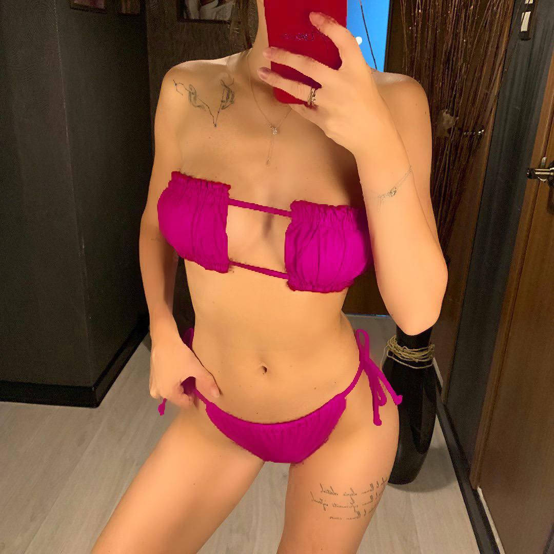 

Купальник женский Шторка на завязках раздельный фуксия