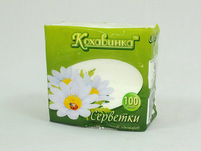 

Серветка 1 сл "Кохавинка" 33х33 100л біла/20