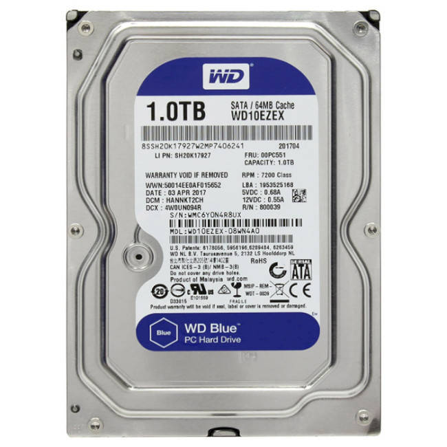 

Жёсткий диск HDD 1TB WD 5400-7200 SATA III 64MB (WD10EZEX) REF