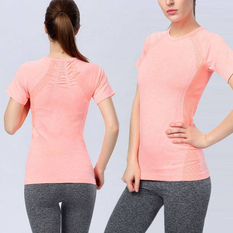 

Спортивная Футболка Для Тренировок с Текстурной Вязкой Меланж, 4 Цвета персик, M