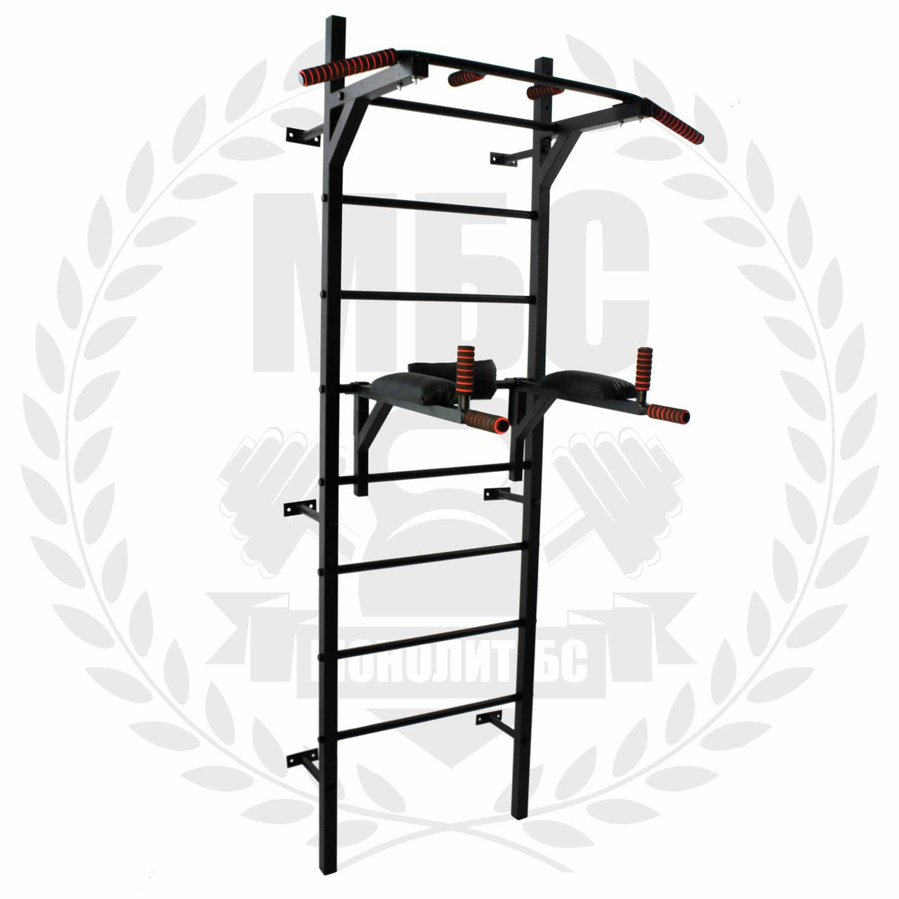 

Детская шведская стенка "Monolit-Strong2" усиленная с навесными брусьями переставными, Черный