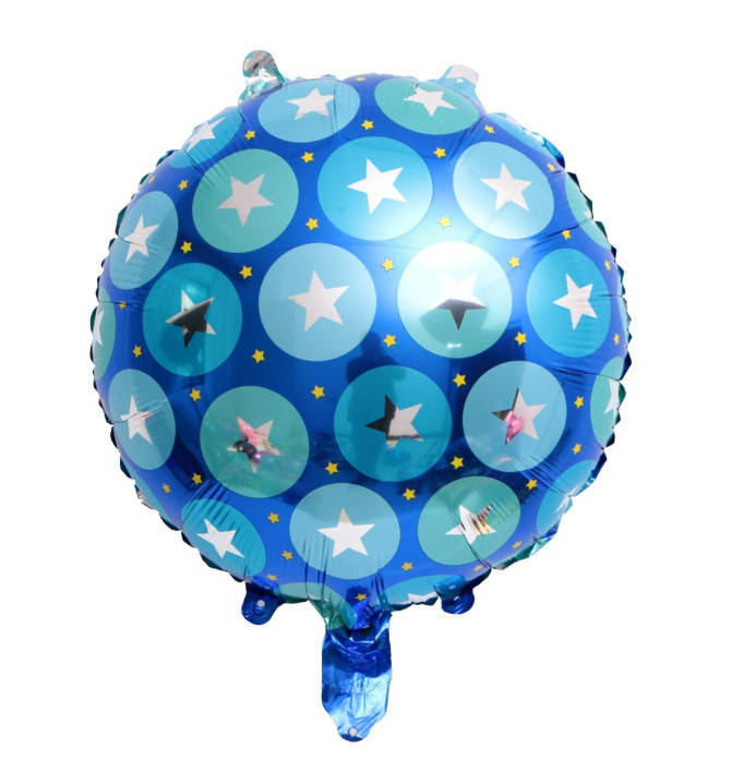 

Фольгированный воздушный шарик круглый "Звезды на синем". 45см, Разные цвета