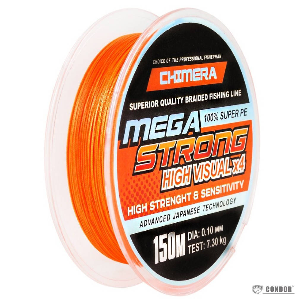 

Шнур CHIMERA MEGASTRONG PE X4 150m оранжевый 0.14 mm 10.7 кг