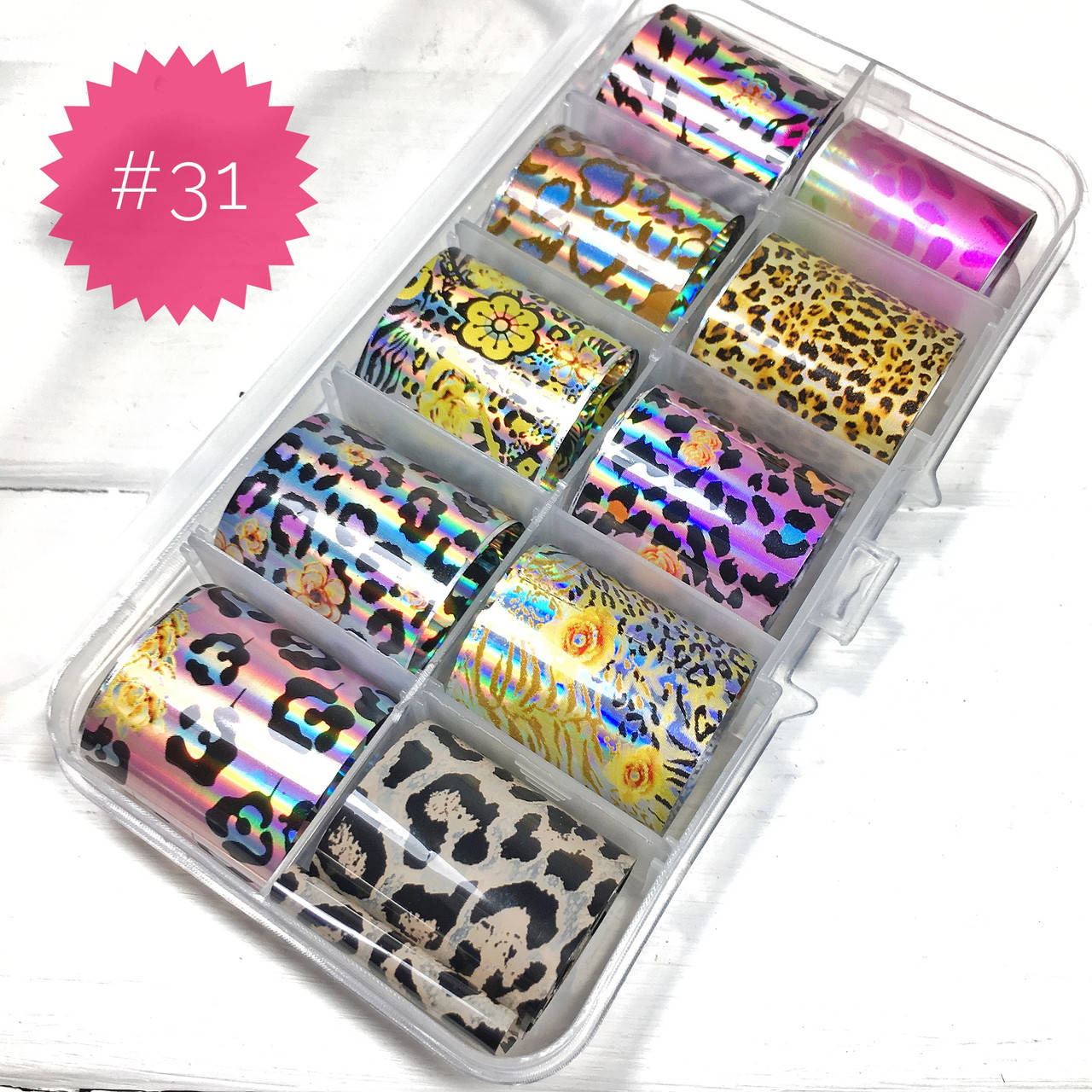 

Переводная фольга для ногтей (набор 10 шт) №31, Разные цвета