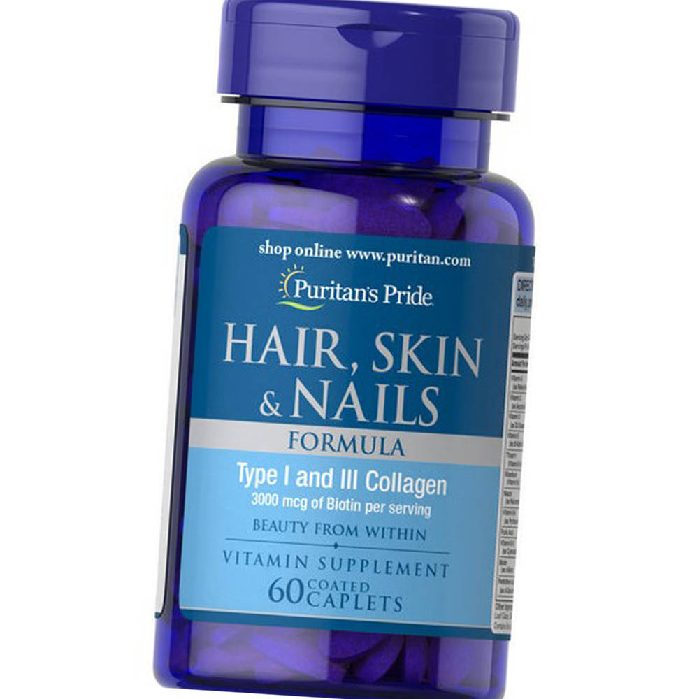 

Витамины для волос кожи и ногтей Puritan's Pride Hair, Skin & Nails Formula 60 таблеток