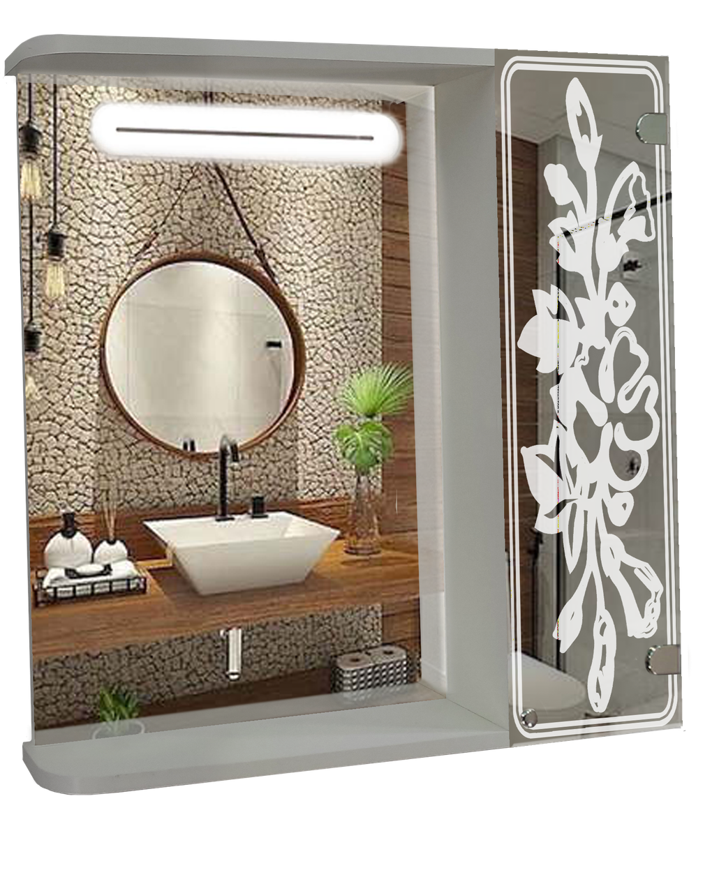 

Шкаф-зеркало c LED подсветкой (60*70*14см) ШК857