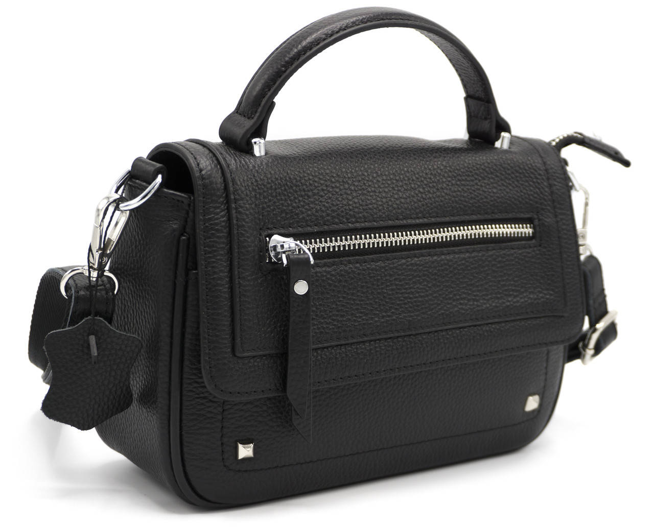 

Сумка женская из кожи NiceBags V2737-3M - Черная, Черный