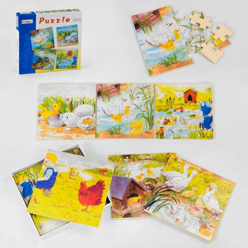 

Деревянная игра "Пазлы" 779-623 (144) 80 элементов, 4 шт в коробке
