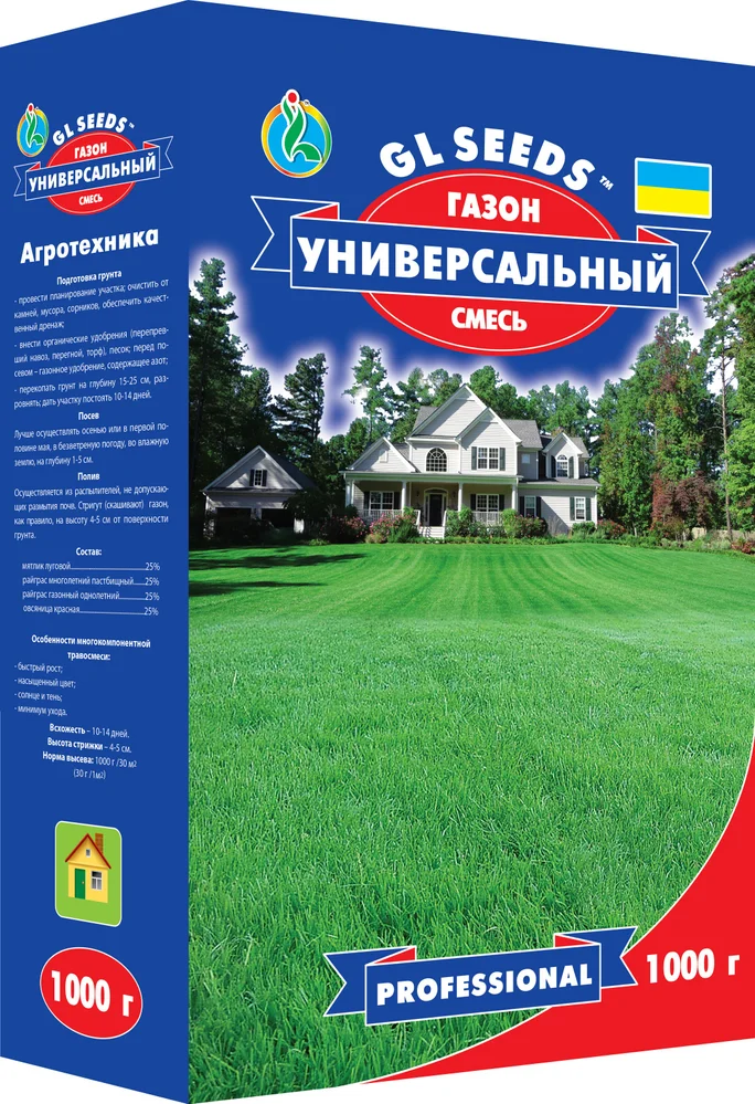 

Газонная трава Универсальная смесь 1 кг GL Seeds (3031), Зелёный