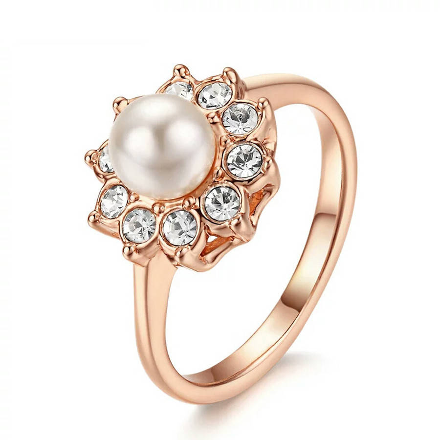 

Кольцо с жемчугом позолоченное ювелирная бижутерия 740