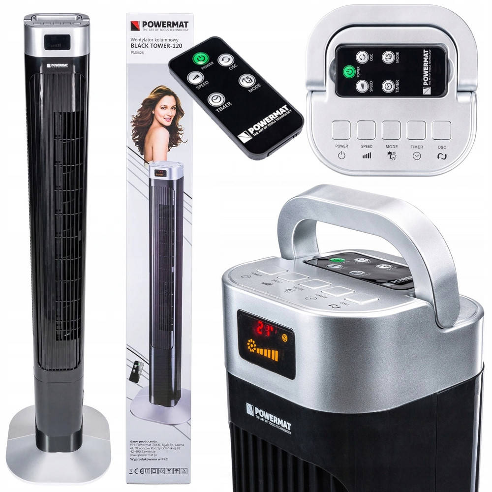 

Вентилятор колонный Powermat Black Tower-120 с таймером и пультом