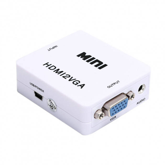

Конвертер адаптер переходник HDMI на VGA видео с аудио 1080P HDV-630 VGA-01, Белый