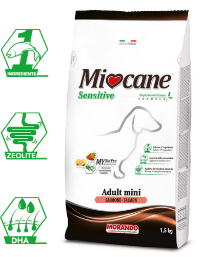 

Сухой корм для собак мелких пород Morando MioCane Mini Sensitive Monoprotein, лосось 1,5 kg
