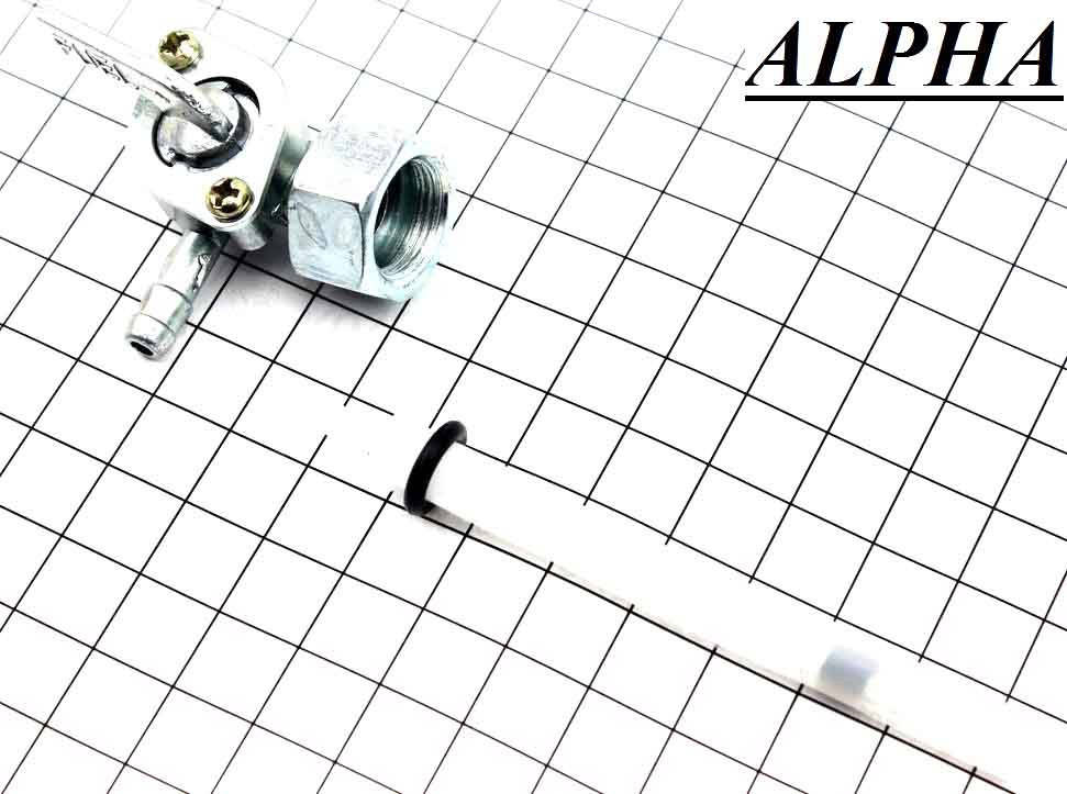 

Кран топливный на мопед ALPHA с боковым штуцером, тонкий