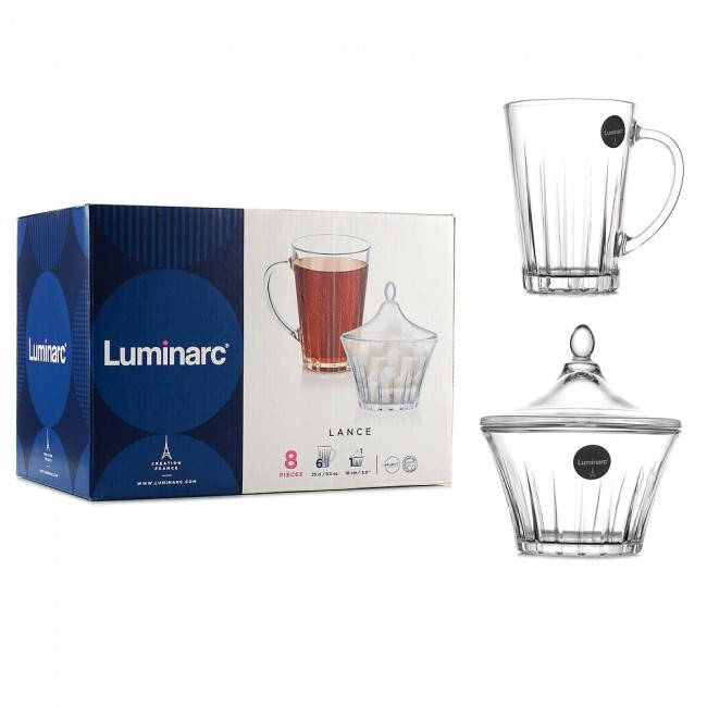 

Набор питьевой Luminarc Lance 7пр(6 круж250мл+сах10с+кр), Прозрачный