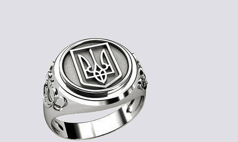 

Серебряный перстень 925 пробы Герб Украины