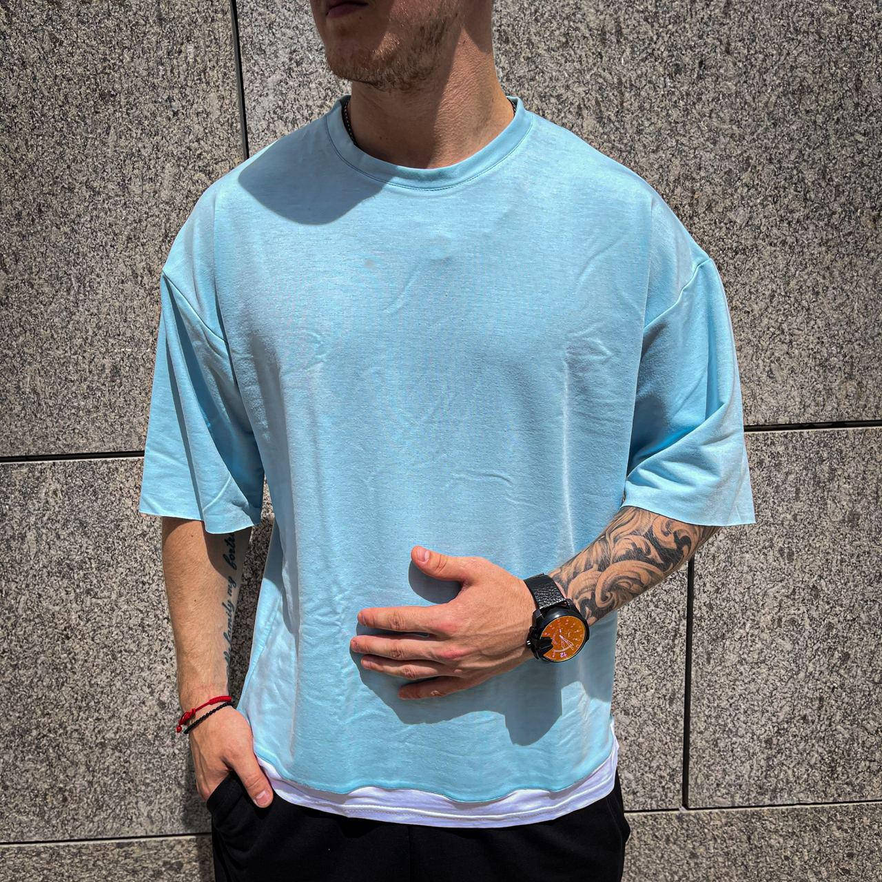 

Футболка оверсайз голубая Мужские футболки Футболка оверсайз блакитна Чоловічі футболки Selli