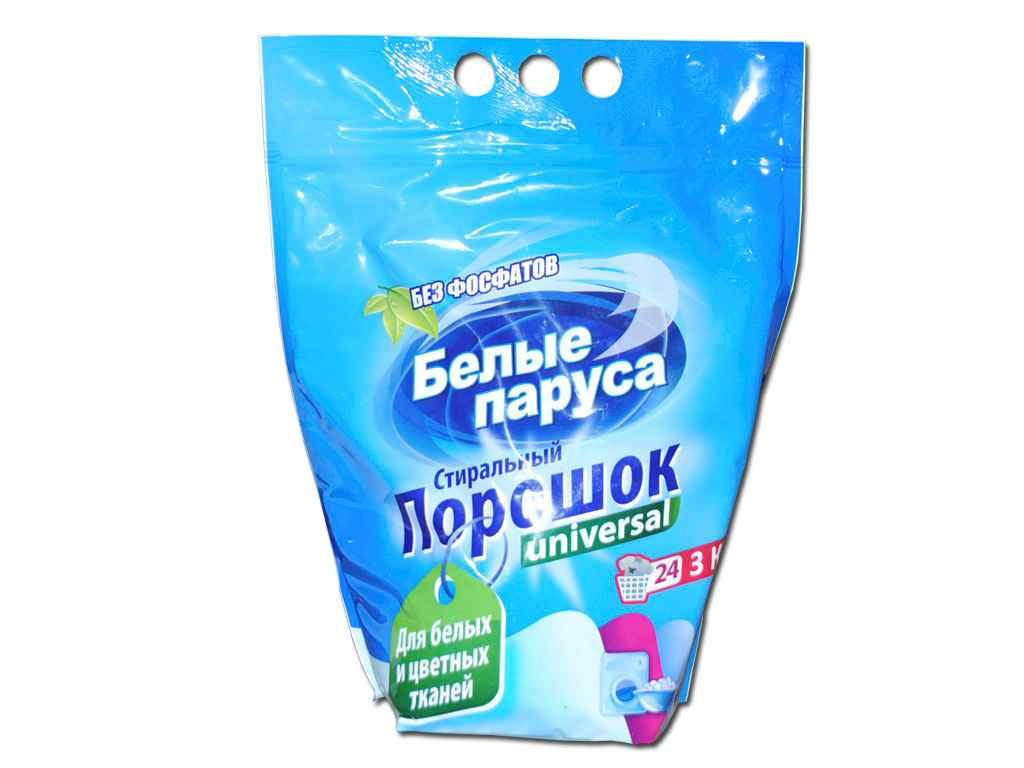

Пральний порошок безфосфатний універс. Для біл.і кольор. 3кг ТМ БЕЛЫЕ ПАРУСА