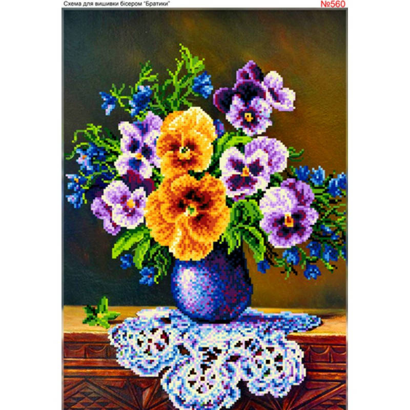 

Схема для вышивки бисером Анютины глазки