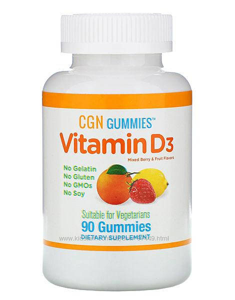 

California Gold Nutrition, жевательный витамин D3, без желатина и глютена, со вкусом фруктов и ягод,