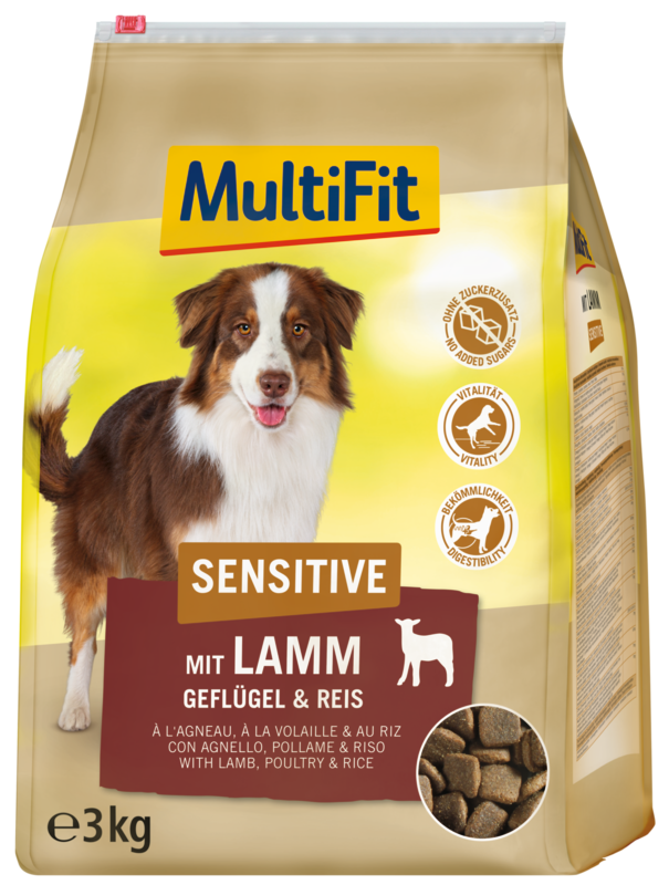 

MultiFit Sensitive Adult Lamm, Geflügel & Reis Сухой корм с ягненком и птицей для собак 3 кг
