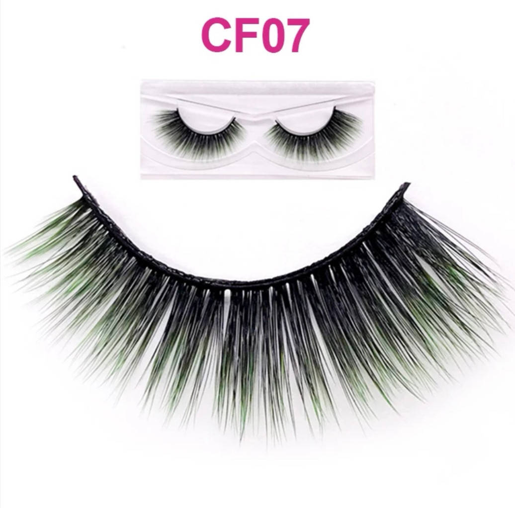 

Зелёные накладные ресницы 3D CF07 1пара, Зелёный