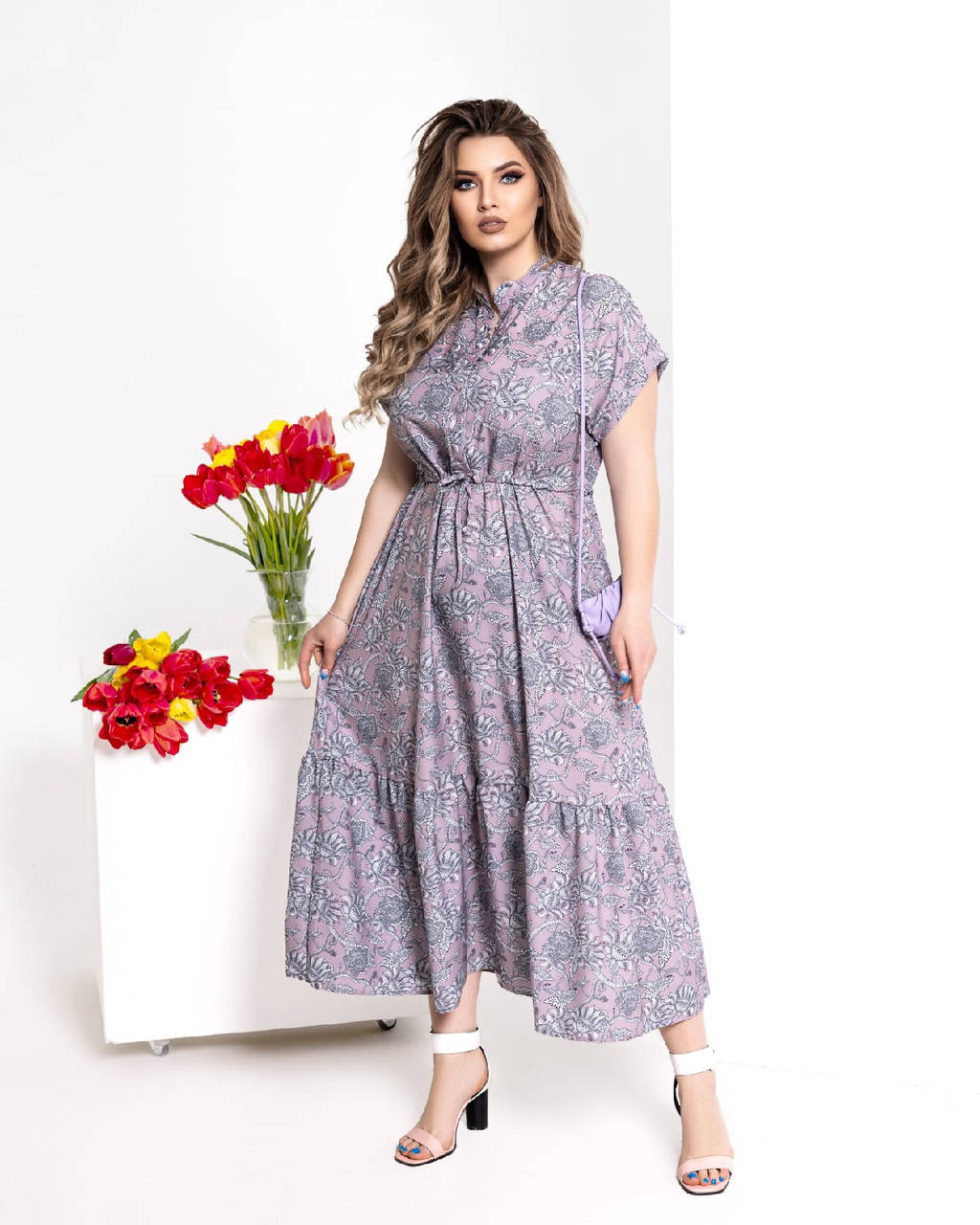 

Женское летнее платье большого размера : 50-52, 54-56, 58-60, 62-64