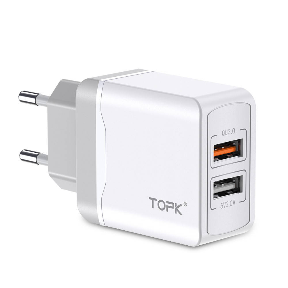 

Сетевое зарядное устройство TOPK B244Q 2USB QC 3.0 18W WHITE (белый)