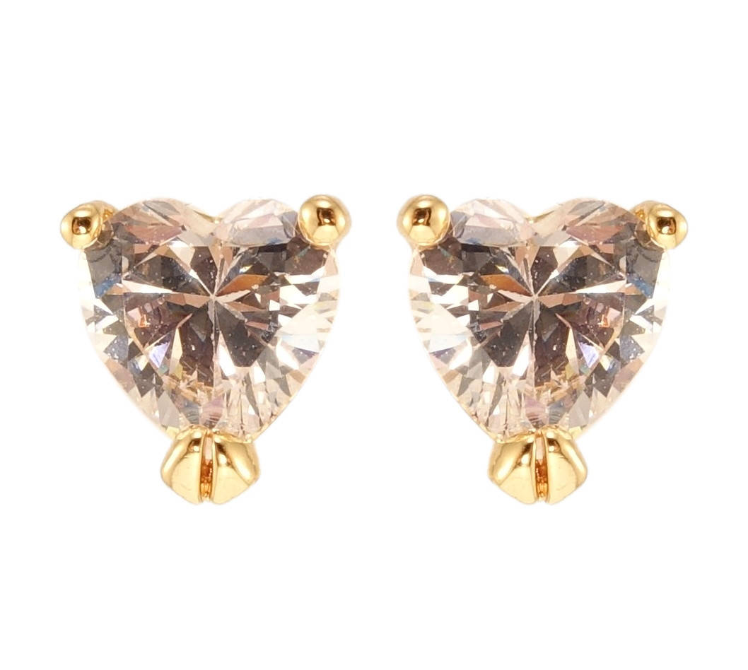 

Серьги Xuping M&L желтый оттенок гвоздики (пусеты) "Кристальные сердечки" 6х7мм