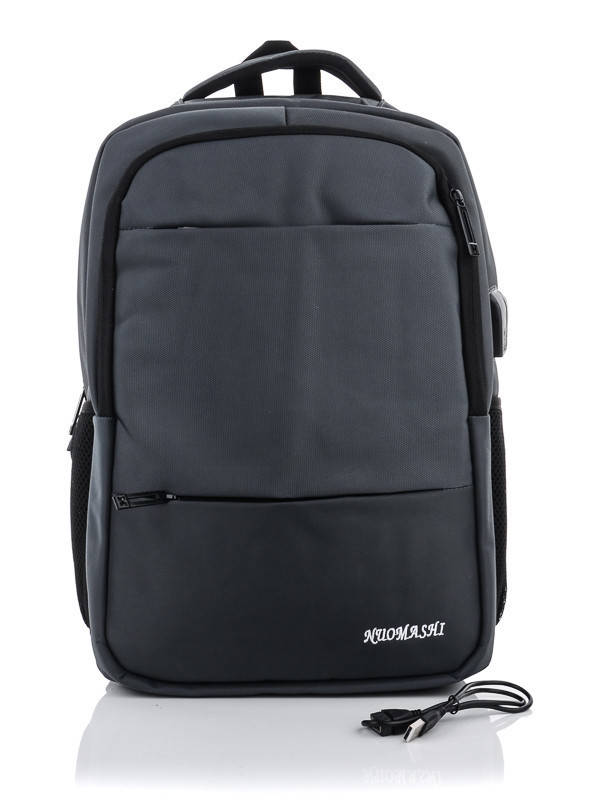 

Рюкзак спортивный городской на молнии с карманом тканевый 47*35 см USB Superbag Серый
