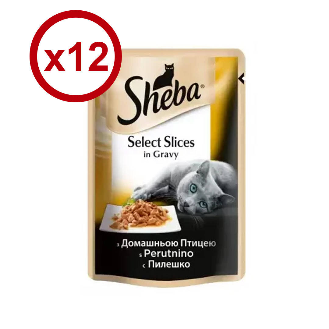 

Sheba 85 гр*12шт паучи для кошек (домашняя птица в соусе)