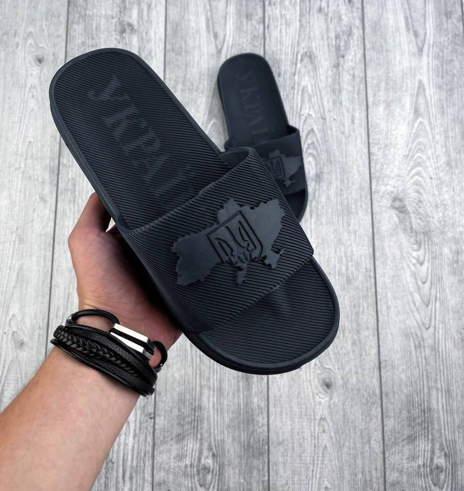 

Шлепанцы мужские летние шлепки / тапки "Украина" черные Турция. Живое фото, Черный