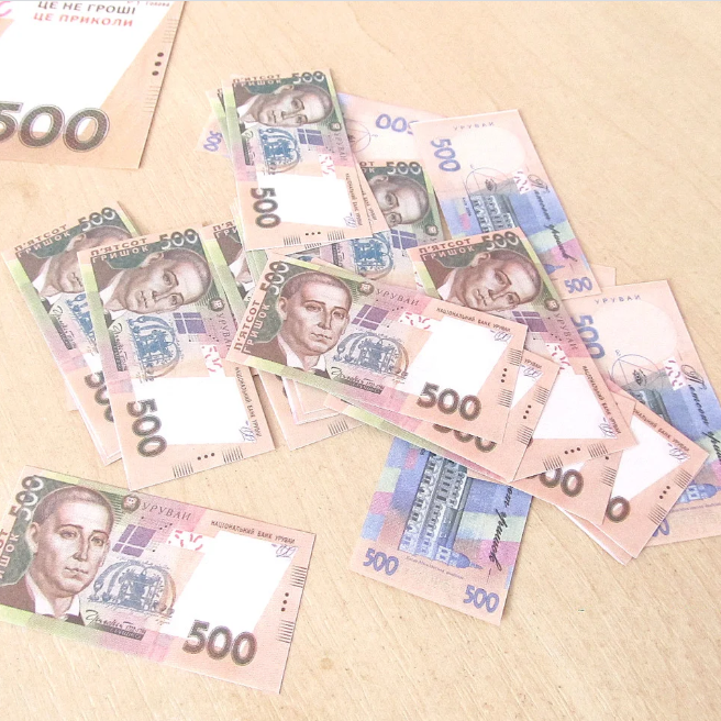 

Хит! Мини-купюры бутафорские 500 грн 6х3 см, Конфетти