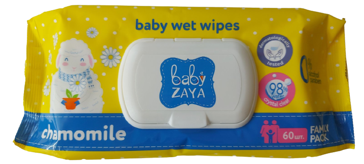 

Влажные салфетки Baby zaya с клапаном Ромашка 60 шт