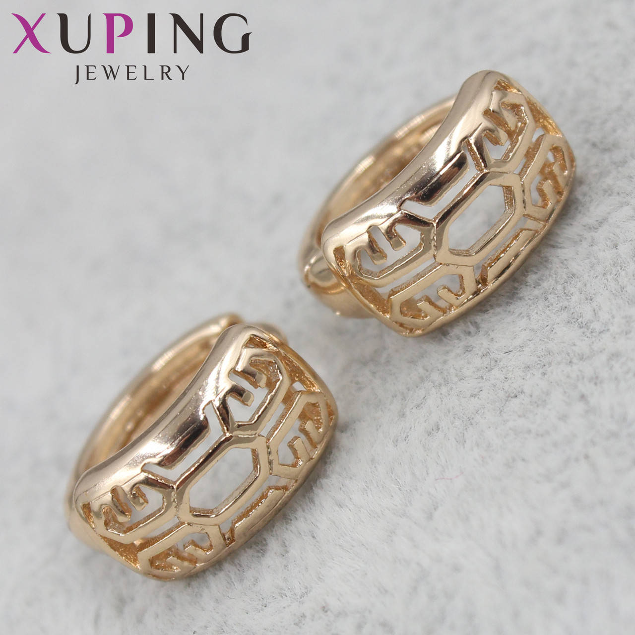 

Серьги кольца конго золотистого цвета Xuping Jewelry медицинское золото с узорами 24K