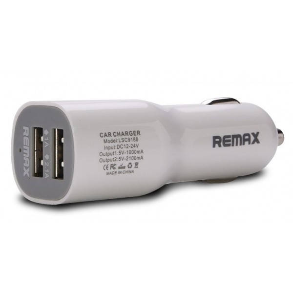 

Автомобильная зарядка Remax на 2 USB (1.0A/2.1A) длинная версия